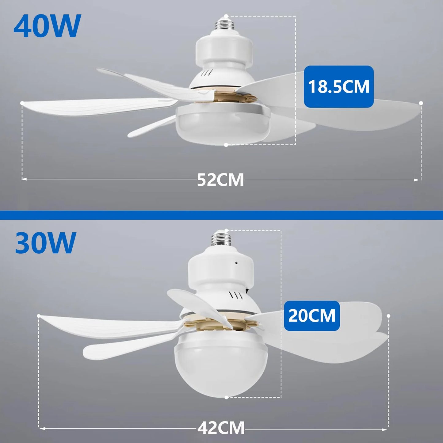 Ventilador de Techo LED Instalación como bombilla