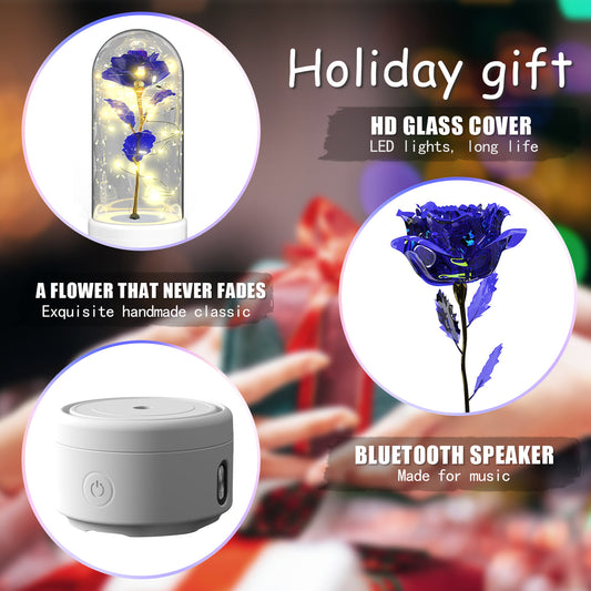 Duetto Floral: Rosa Luminosa con Altavoz Bluetooth